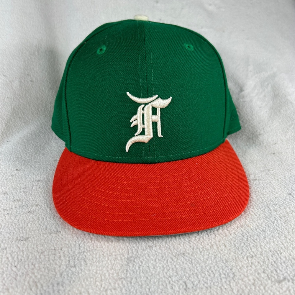 Fear of God x New Era MLB 59FIFTY Orange Green Fitted Hat 7 3/8
